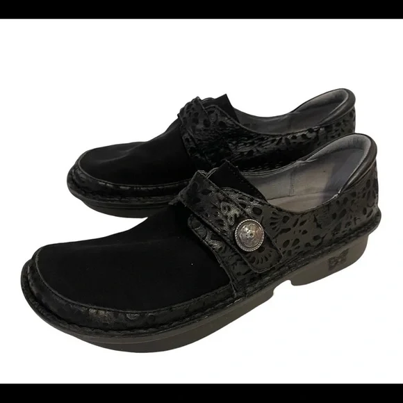 ALEGRIA Black Den-435 Leather Clogs Shoes - Picture 4 of 12